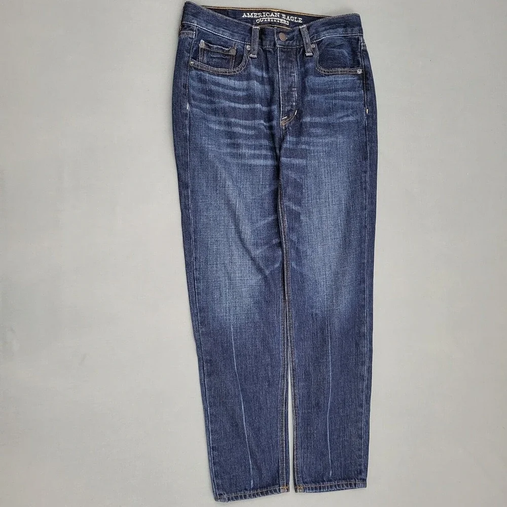 American Eagle Vintage Hi-Rise Button Fly Straight Leg Jeans Dark Wash Womens 4